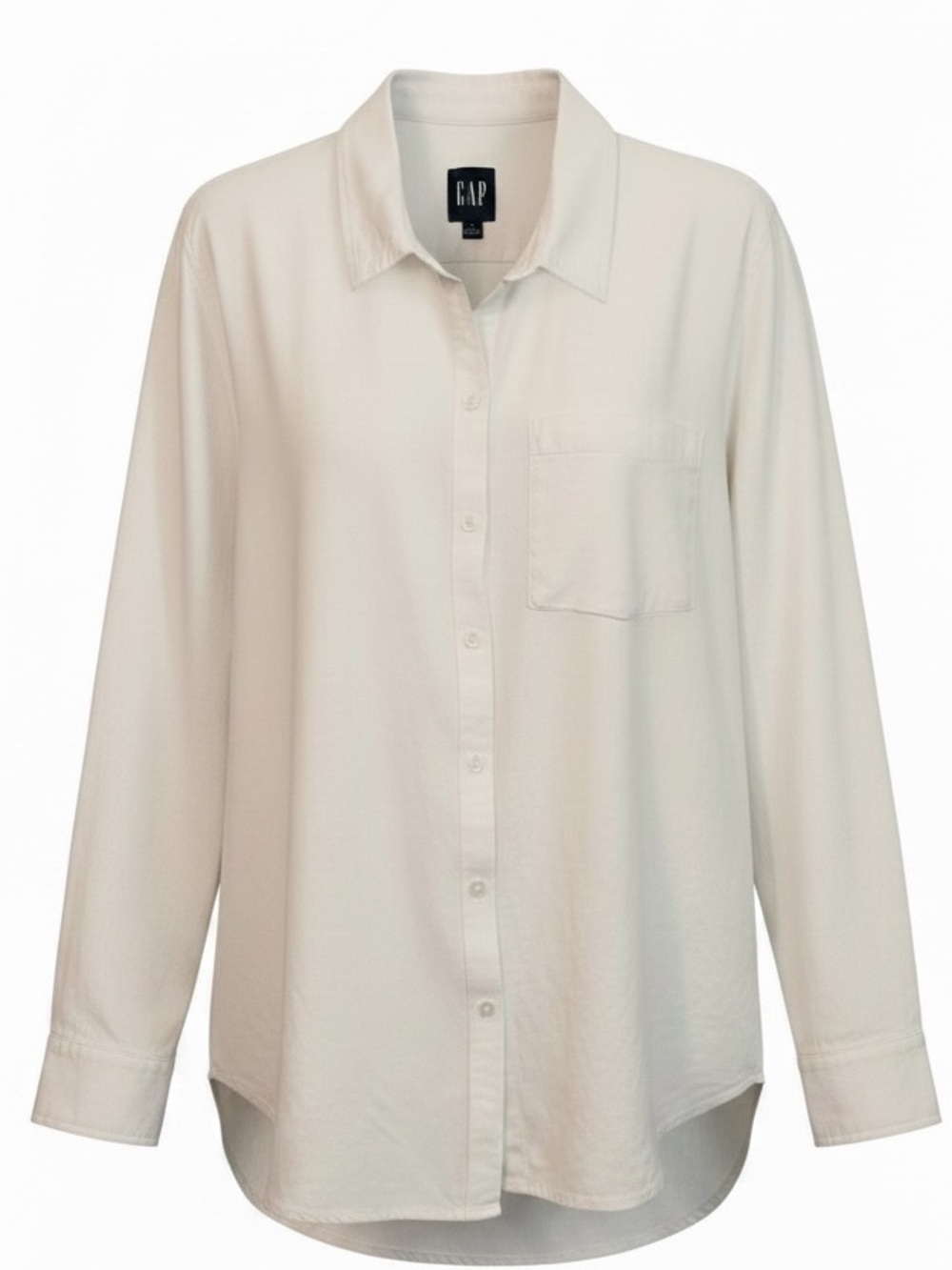 Gap Size XL White Linen-Blend Long Sleeve Boyfriend Button Down Shirt - Picture 2 of 9